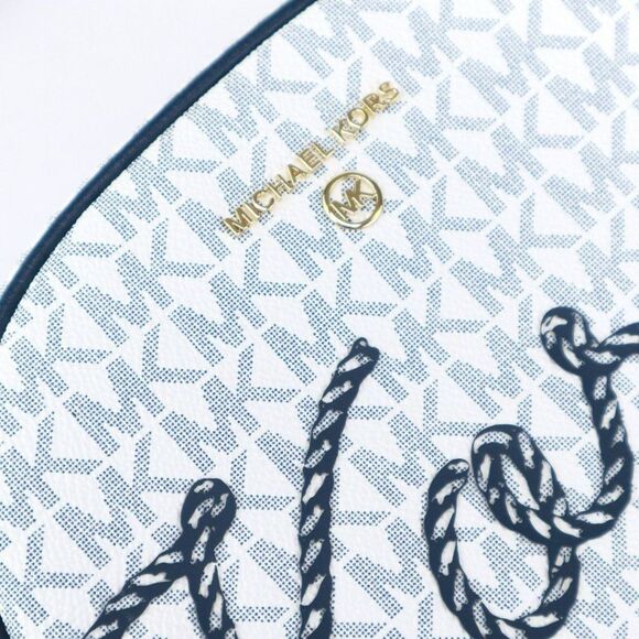 NWT Michael Kors Jet Set Charm Rope Seaside Camera Crossbody Bag White Navy - Picture 11 of 12
